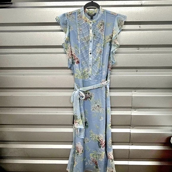 NWT Ralph Lauren Chiffon Floral Ruffled Cap Sleeved - Picture 10 of 10